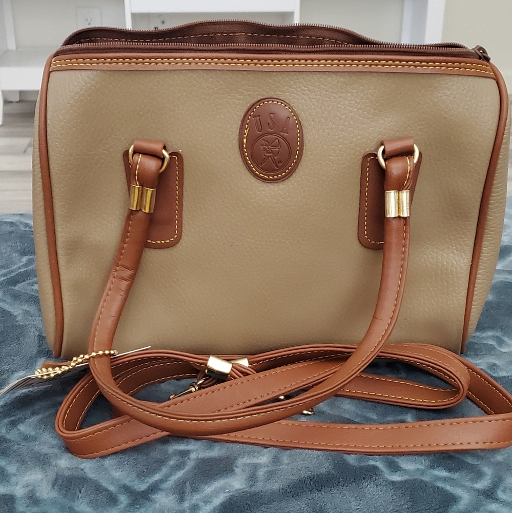 Brown and cream purse